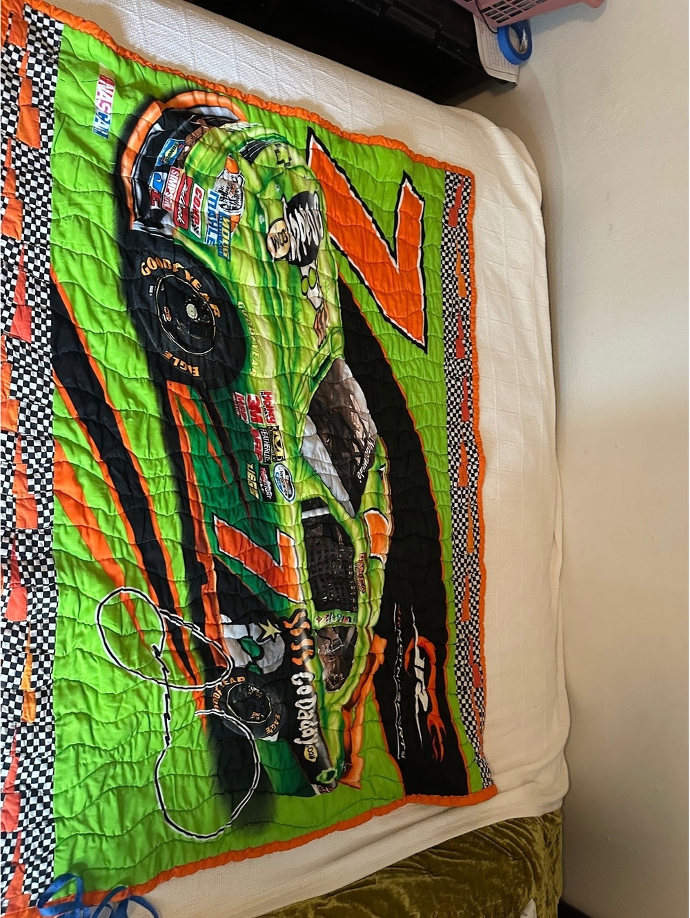 Go Daddy NASCAR Racing Quilt with Car Design - Picture 2 of 6